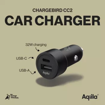 Aqiila CHARGEBIRD CC2 automašīnas lādētājs melns, 32 vati (AQCCCC2CBI403)