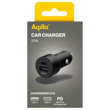 Aqiila CHARGEBIRD CC2 automašīnas lādētājs melns, 32 vati (AQCCCC2CBI403)