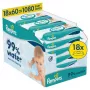 Pampers Aqua mitrās salvetes zīdaiņiem, 18 iepakojumi pa 60, 1080 gab., 99% tīrs ūdens, bez smaržvielām
