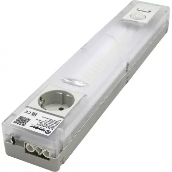 Finder LED vadības skapja apgaismojums ar Schuko kontaktligzdu, 6W, 1000lm, 4000K, balts/caurspīdīgs, 360mm 7L.55.8.230.4200