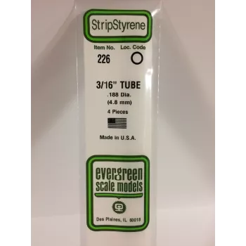 Evergreen 226 polistirola caurulīte 4,8 mm x 350 mm (4 gab.)