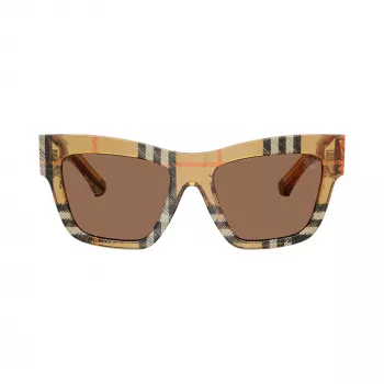 Burberry BE4449-414673 Sieviešu kvadrātveida acetāta saulesbrilles, Havana/Bruņurupuča rāmis, Brūnas lēcas, 53/19/140 mm