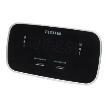AIWA CRU-19RD Sarkans radio modinātājs ar FM/AM uztvērēju, diviem modinātājiem, atlikšanas funkciju, miega taimeri, LED displeju, bateriju rezerves barošanu