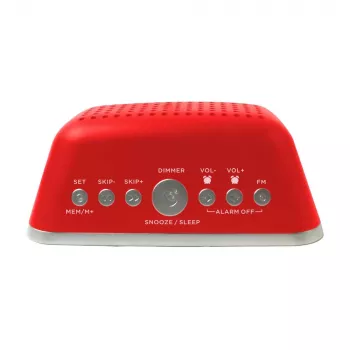 AIWA CRU-19RD Sarkans radio modinātājs ar FM/AM uztvērēju, diviem modinātājiem, atlikšanas funkciju, miega taimeri, LED displeju, bateriju rezerves barošanu