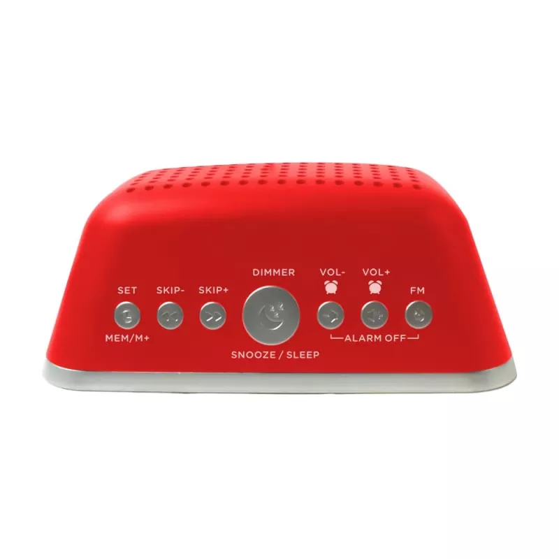 AIWA CRU-19RD Sarkans radio modinātājs ar FM/AM uztvērēju, diviem modinātājiem, atlikšanas funkciju, miega taimeri, LED displeju, bateriju rezerves barošanu