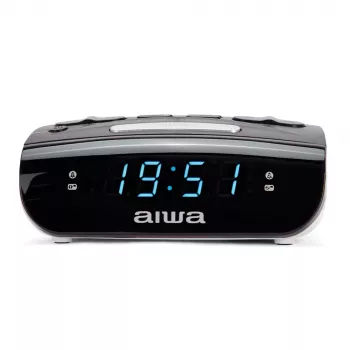 AIWA CR-15 digitālais FM pulksteņa radio ar diviem modinātājiem, LED displeju, miega taimeri - melns