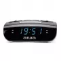AIWA CR-15 digitālais FM pulksteņa radio ar diviem modinātājiem, LED displeju, miega taimeri - melns
