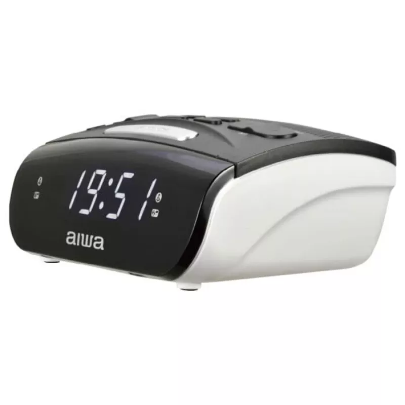 AIWA CR-15 digitālais FM pulksteņa radio ar diviem modinātājiem, LED displeju, miega taimeri - melns
