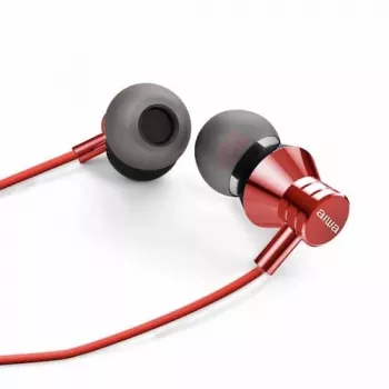 AIWA ESTM-50RD austiņas ar mikrofonu, sarkanas
