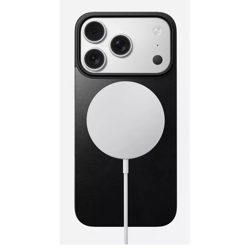 NOMAD magnētiskais ādas aizmugures vāciņš iPhone 17 Pro – saderīgs ar MagSafe, Horween āda, melns