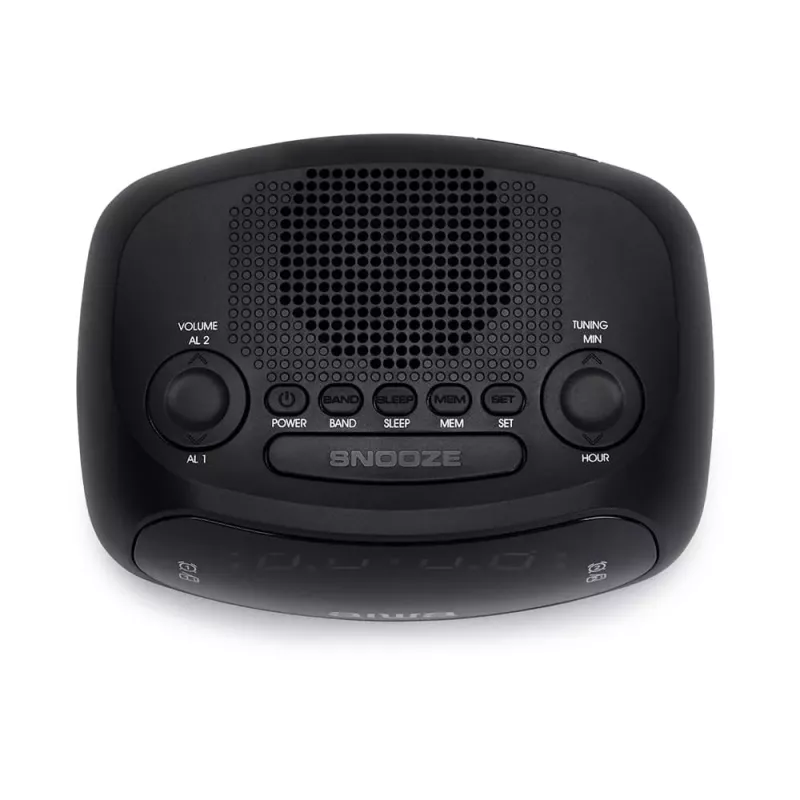 AIWA CR-09J FM pulksteņradio ar diviem modinātājiem, LED displejs, melns