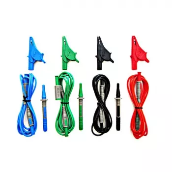HT Instruments Universālais mērīšanas vadu komplekts G3, CAT IV 600V / CAT III 1000V, 10A, 1,5 m silikona vadi ar zondēm un krokodila klipšiem, sarkans/melns 1006210