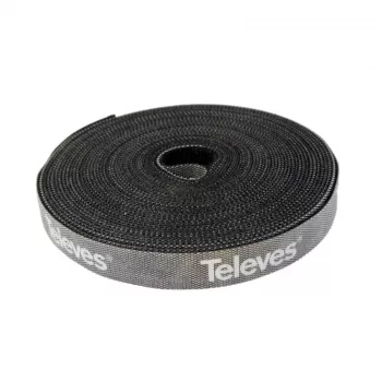 Televes KB 8 āķu un cilpu kabeļu saišu rullis, 8 mm x 10 m, melns, atkārtoti lietojams 200101