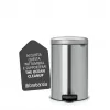 Brabantia NewIcon 20L pedāļa atkritumu tvertne, matēts tērauds