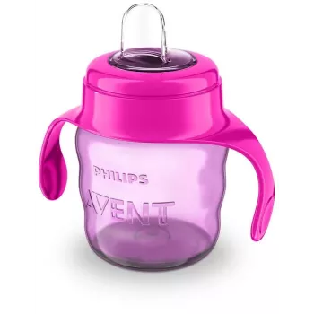 Philips AVENT Easy Sip mācību krūzīte ar rokturiem, 6M+, 200 ml, silikona snīpis, rozā