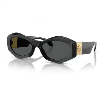Versace VE4466UGB187 Vīriešu Saulesbrilles Melns Rāmis Tumši Pelēkas Lēcas 54-19-140
