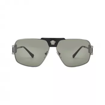 Versace VE2251-1001-2 vīriešu saulesbrilles Pilot Aviator melns rāmis pelēkas lēcas 63mm