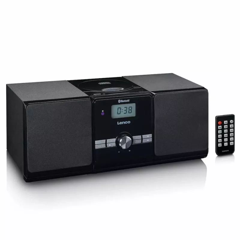 Lenco MC-030BK mikro mūzikas sistēma ar Bluetooth, CD, FM radio, USB, AUX, melna