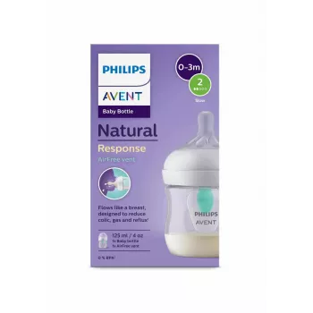 Philips Avent Natural Response pretkoliku zīdaiņa pudelīte ar AirFree ventilāciju, 125 ml, jaundzimušā Flow 1, 0m+