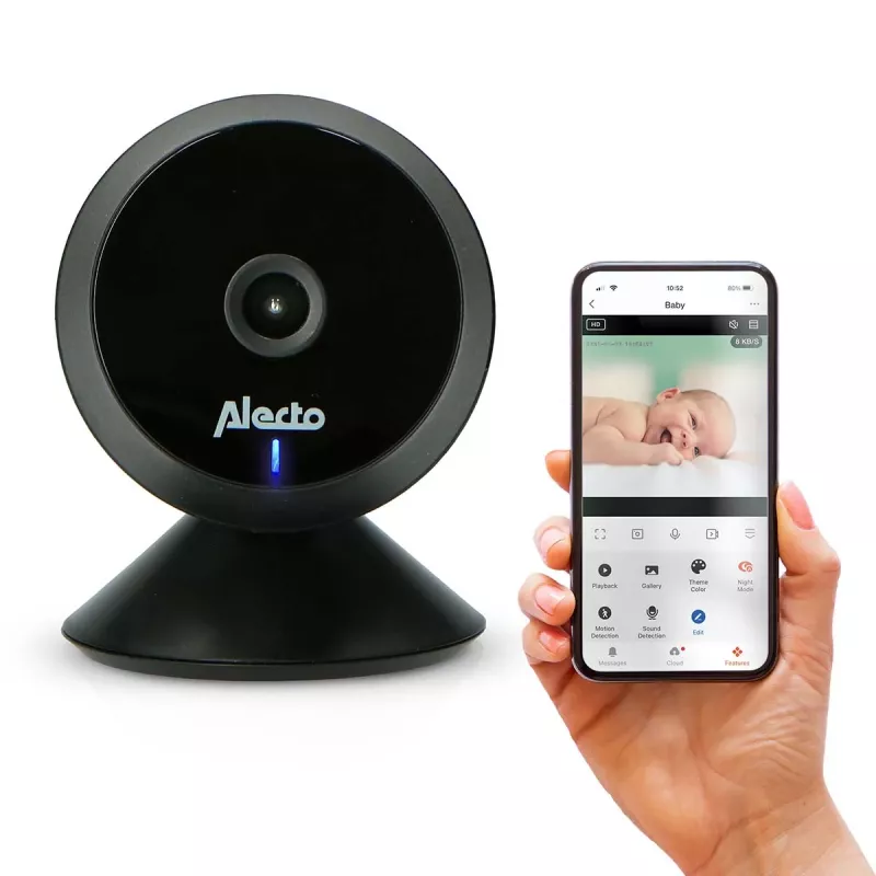 Alecto SMARTBABY5BK digitālais video mazuļa monitors, 2,4 GHz FHSS, 2,4 inch krāsu LCD, nakts redzamība, divvirzienu saziņa, temperatūras sensors, šūpuļdziesmas, VOX, melns