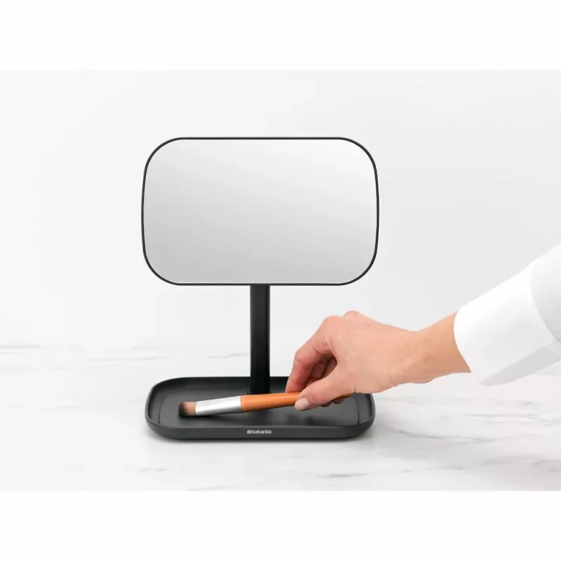 Brabantia ReNew pie sienas stiprināms spogulis ar plauktu, tumši pelēks
