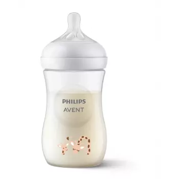 Philips Avent Natural Response Žirafes zīdaiņa pudelīte 260 ml, vidējas plūsmas knupītis, 1m+