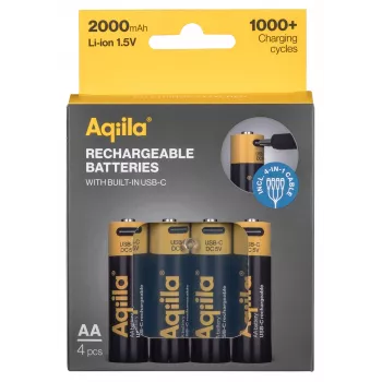 AQIILA USB-C uzlādējamas AA litija jonu baterijas, 1,2V, 4 gab. (AQ200AA367C4)