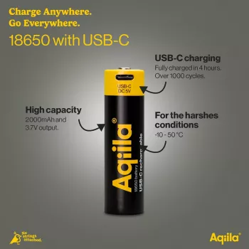 AQIILA AQ18018650398C1 USB-C uzlādējams NiMH akumulators, 1,2 V, 1 gab.