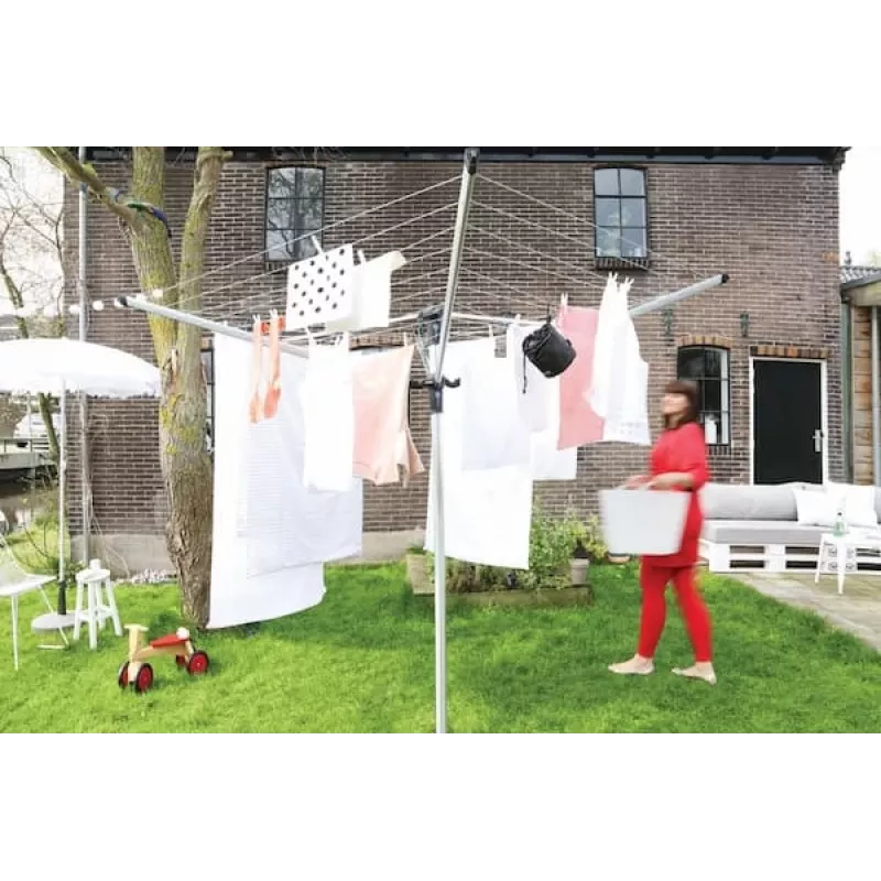 Brabantia rotējošais veļas žāvētājs Lift-O-Matic 50 m, metāliski pelēks