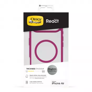 OtterBox React Series aizmugurējais vāciņš Apple iPhone Air - saderīgs ar MagSafe - Rose Crystal (rozā/caurspīdīgs) 77-98614