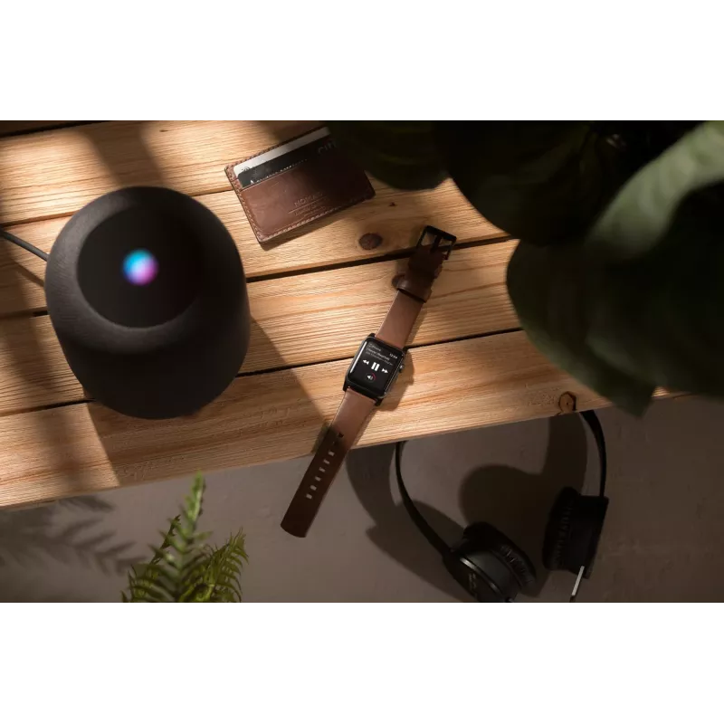 NOMAD Modern Band - Horween ādas siksniņa Apple Watch 46mm/49mm (Rustic Brown, melna furnitūra)