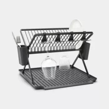 Brabantia salokāms trauku žāvēšanas statīvs, liels, tumši pelēks