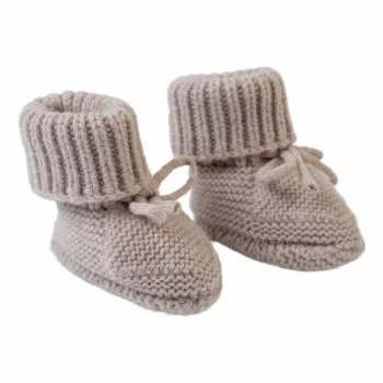 Lodger Slipper Folklore Merino vilnas mazuļu čības, bēšas, 0-6 mēneši