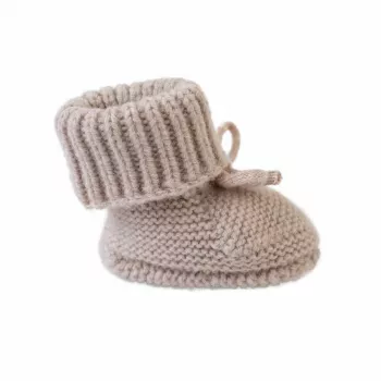 Lodger Slipper Folklore Merino vilnas mazuļu čības, bēšas, 0-6 mēneši
