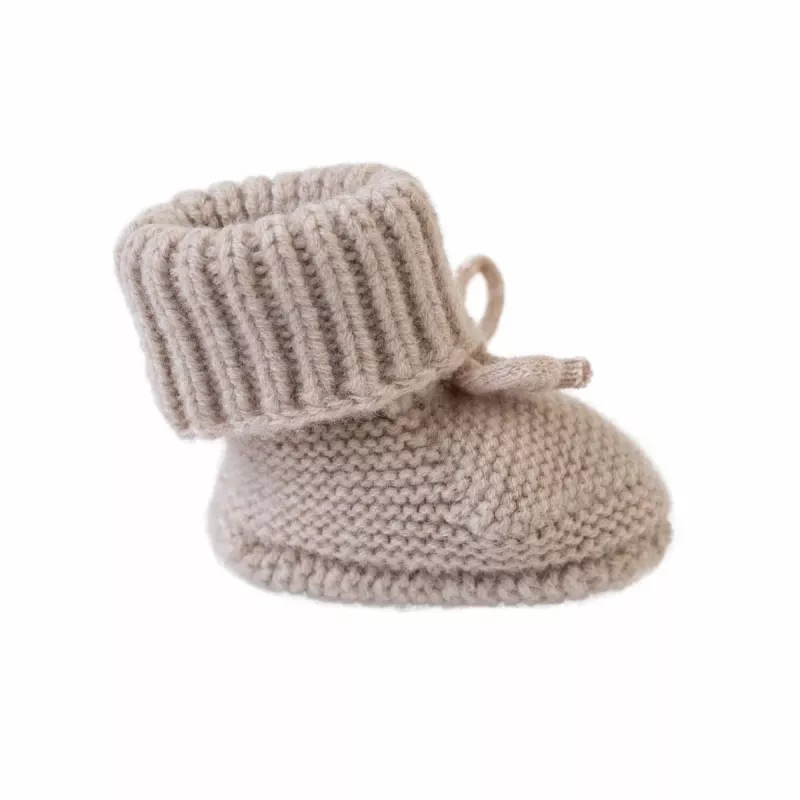 Lodger Slipper Folklore Merino vilnas mazuļu čības, bēšas, 0-6 mēneši
