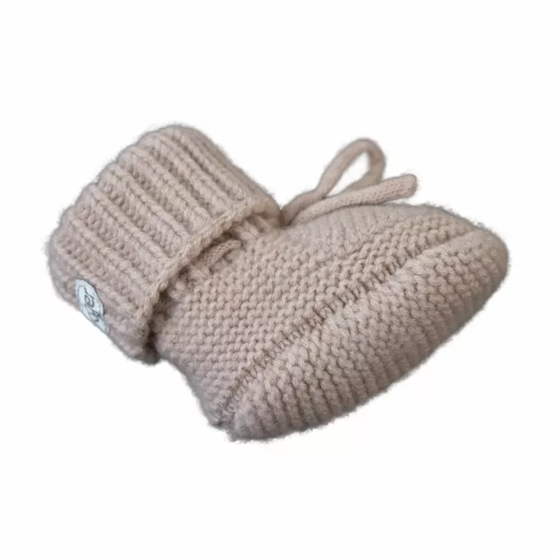 Lodger Slipper Folklore Merino vilnas mazuļu čības, bēšas, 0-6 mēneši