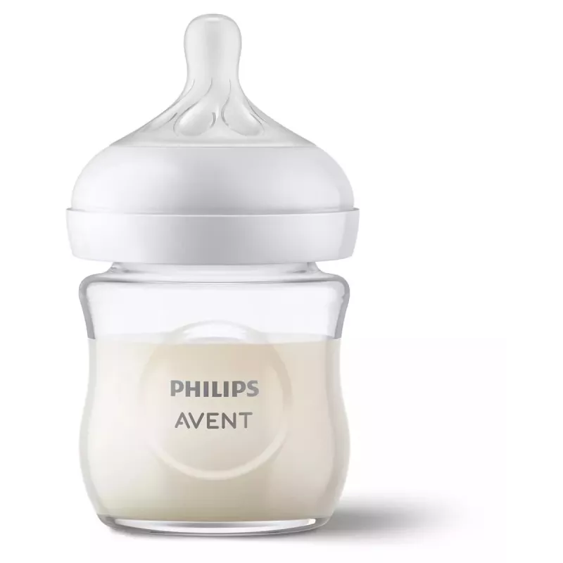 Philips Avent Natural Response stikla zīdaiņa pudelīte 125 ml ar jaundzimušā knupīti, 0m+