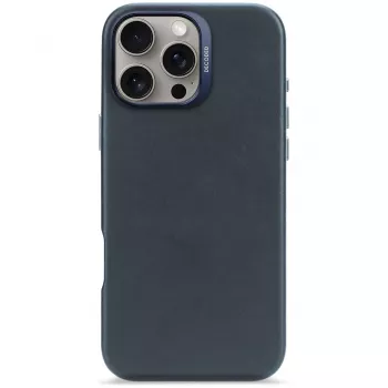 Decoded ādas aizmugures vāciņš iPhone 16 Pro Max, saderīgs ar MagSafe, tumši zils
