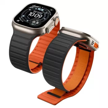 Spigen Athlex Air M siksniņa Apple Watch 8/9/10/11/SE/Ultra (44/45/46/49 mm) - melna/oranža