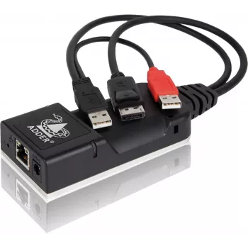 ADDER ALIF101T-DP DisplayPort KVM pagarinātāja raidītājs pa Cat5e/6/7 - 2560x1600, USB 2.0, audio, melns alumīnijs
