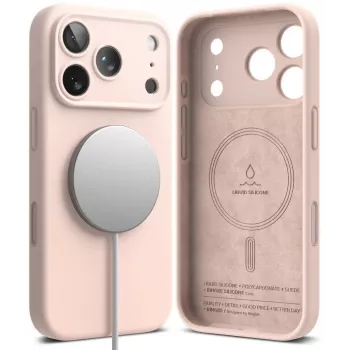Ringke silikona magnētiskais MagSafe apvalks iPhone 18 Pro Max - Pink Sand