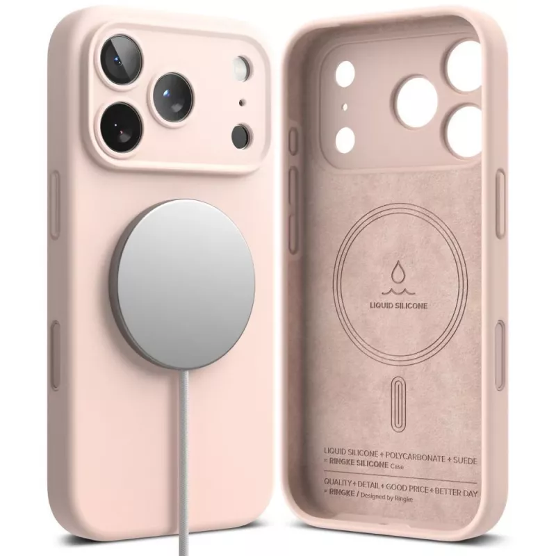 Ringke silikona magnētiskais MagSafe apvalks iPhone 18 Pro Max - Pink Sand