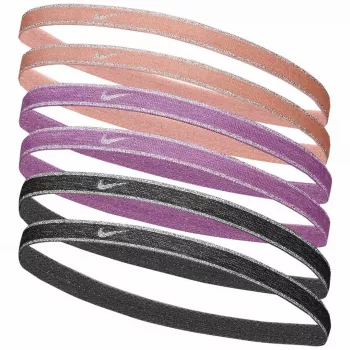 Nike Swoosh Sport Metallic matu saites, 6 gab. – persiku, rozā, pelēkas