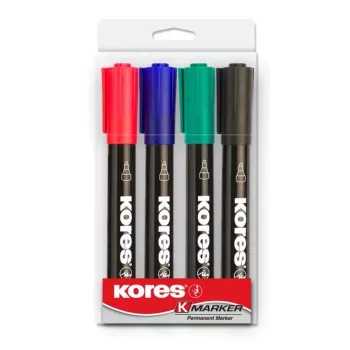 Kores K MARKER pastāvīgais marķieris, kaltveida uzgalis, 3-5 mm, dažādas krāsas, 4 gab. komplekts M20945