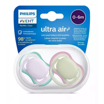 Philips Avent Ultra Air knupītis 0-6 mēnešiem, 2 gab., meitenēm rozā/violetā, SCF085/24