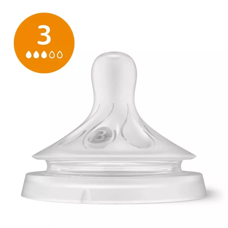 Philips Avent Natural Response zīdaiņu pudelīšu silikona knupīšu komplekts (3 gab., plūsma 3, no 1 mēneša)