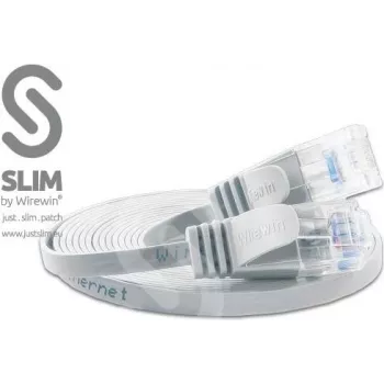 Wirewin Triotronik PKW-SLIM-KAT6 20.0 WS - 20m balts Cat6 U/UTP tievs Ethernet savienojuma kabelis, RJ45 tēviņš uz tēviņu, Gigabit