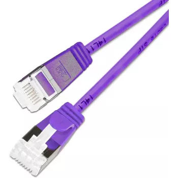 Wirewin Cat.6A 10 Gigabit slim plākstera kabelis U/FTP, 0,25 m, violets PKW-LIGHT-STP-K6A 0.25 VT