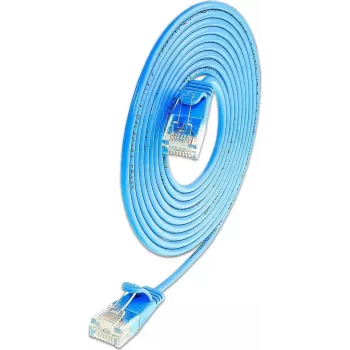 Wirewin Cat6a U/UTP slaids Ethernet savienojuma kabelis, 0,1m, zils, 10 Gbps, 500 MHz, LSZH, RJ45 SLIM-L-UU-K6A 0.1 BL