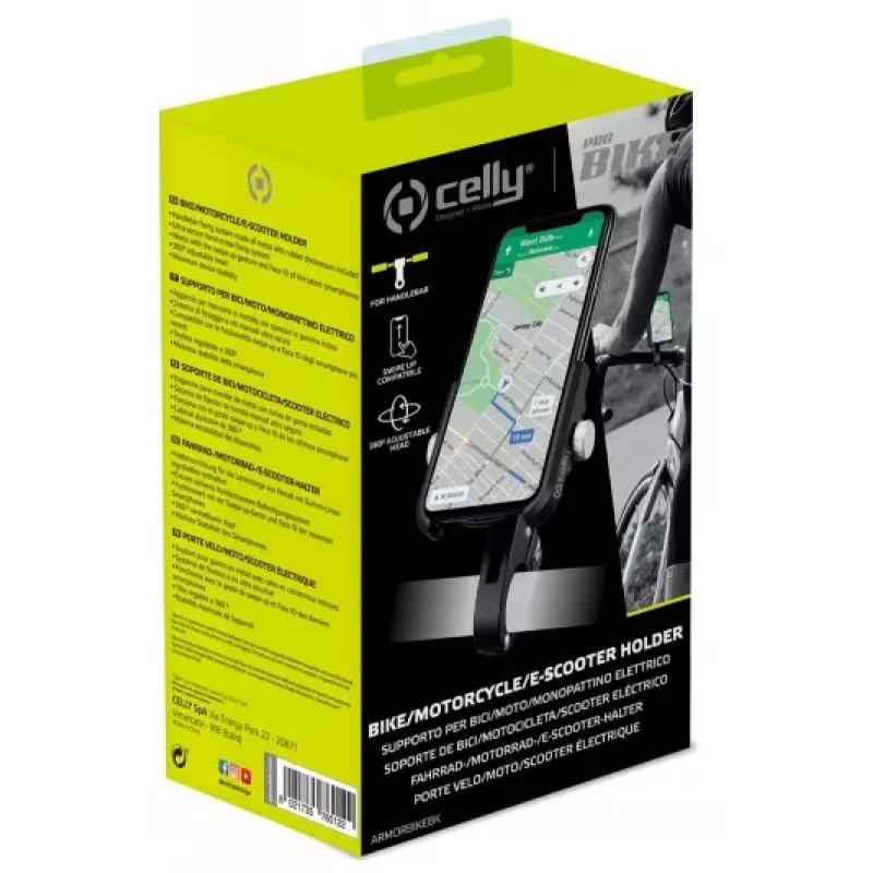CELLY Universālais Armor velosipēda turētājs viedtālruņiem līdz 6,7 inch — melns